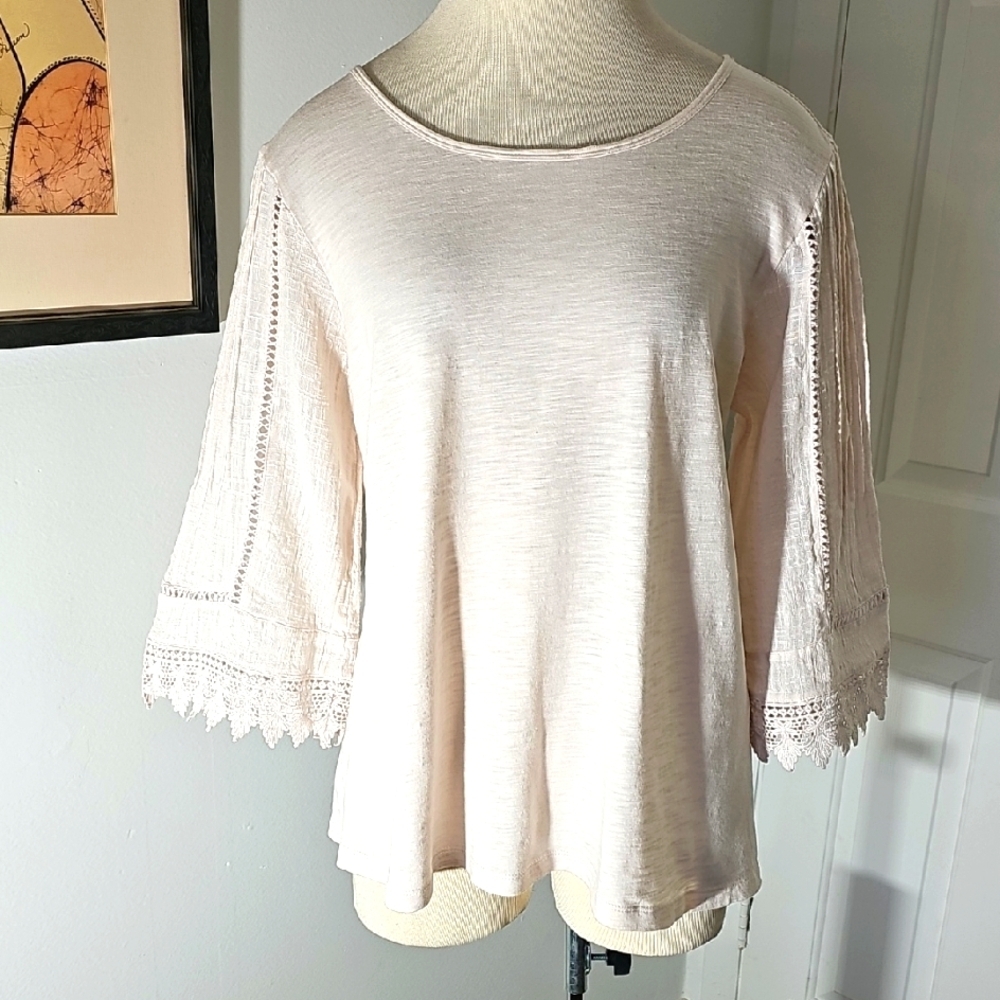 J. Jill Cream Lace Sleeve Blouse.size Small.‎ Cottagcore, Croquett.